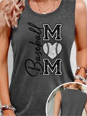 Baseball Mom Tank, Gray, XXL (14) *NWT*